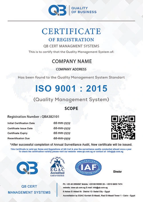 Sample of ISO Certificate